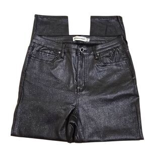 RM Rebecca Minkoff Metallic Sparkle Black Pants Shimmer Stretch Skinny Jeans 12P